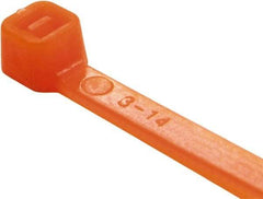 Value Collection - 11" Long Orange Nylon Standard Cable Tie - 50 Lb Tensile Strength, 81mm Max Bundle Diam - Apex Tool & Supply