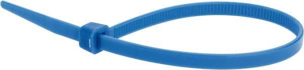 Value Collection - 8" Long Blue Nylon Standard Cable Tie - 50 Lb Tensile Strength, 54mm Max Bundle Diam - Apex Tool & Supply