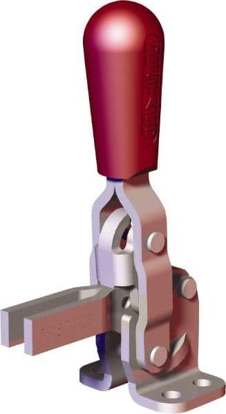 De-Sta-Co - 200 Lb Holding Capacity, Vertical Handle, Manual Hold Down Toggle Clamp - 65° Handle Movement, 105° Bar Opening, U-Bar, Flanged Base, Carbon Steel - Apex Tool & Supply