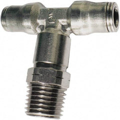 Legris - 12mm Outside Diam, 3/8 BSPT, Nickel Plated Brass Push-to-Connect Tube Male Branch Tee - 435 Max psi, Tube to Male BSPT Connection, FKM O-Ring - Apex Tool & Supply