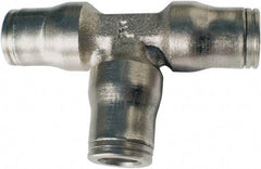 Legris - 1/2" Outside Diam, Nickel Plated Brass Push-to-Connect Tube Union Tee - 435 Max psi, Tube to Tube Connection, FKM O-Ring - Apex Tool & Supply