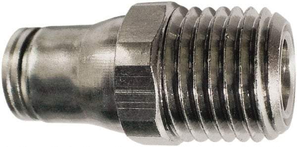 Legris - 3/8" Outside Diam, 3/8 NPT, Nickel Plated Brass Push-to-Connect Tube Male Connector - 435 Max psi, Tube to Male NPT Connection, FKM O-Ring - Apex Tool & Supply