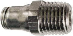 Legris - 3/8" Outside Diam, 1/4 NPT, Nickel Plated Brass Push-to-Connect Tube Male Connector - 435 Max psi, Tube to Male NPT Connection, FKM O-Ring - Apex Tool & Supply