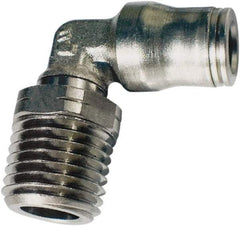 Legris - 10mm Outside Diam, 1/4 BSPT, Nickel Plated Brass Push-to-Connect Tube Male Elbow - 435 Max psi, Tube to Male BSPT Connection, FKM O-Ring - Apex Tool & Supply