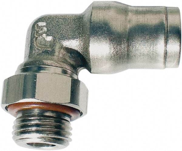 Legris - 8mm Outside Diam, 1/4 BSPP, Nickel Plated Brass Push-to-Connect Tube Male Elbow - 435 Max psi, Tube to Male BSPP Connection, FKM O-Ring - Apex Tool & Supply