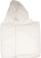 PRO-SAFE - Size L SMS Chemical Resistant Coveralls - White, Zipper Closure, Elastic Cuffs, Elastic Ankles, Serged Seams, ISO Class 6 - Apex Tool & Supply