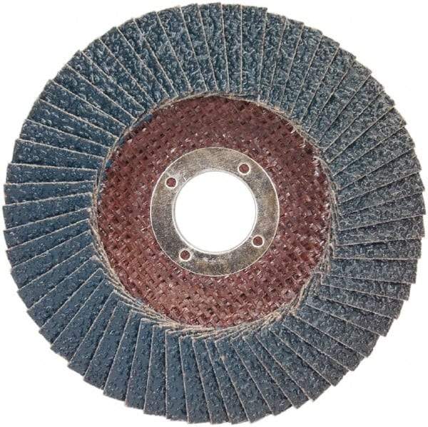 Norton - 60 Grit, 7" Disc Diam, 7/8" Center Hole, Type 29 Zirconia Alumina Flap Disc - 8,500 Max RPM, Plastic Backing, Arbor Attaching System, Coated - Apex Tool & Supply