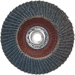 Norton - 80 Grit, 7" Disc Diam, 5/8-11 Center Hole, Type 29 Zirconia Alumina Flap Disc - 8,500 Max RPM, Plastic Backing, Arbor Attaching System, Coated - Apex Tool & Supply