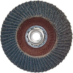 Norton - 60 Grit, 4-1/2" Disc Diam, 5/8-11 Center Hole, Type 29 Zirconia Alumina Flap Disc - 13,300 Max RPM, Plastic Backing, Arbor Attaching System, Coated - Apex Tool & Supply