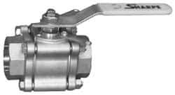 Sharpe Valves - 3/8" Pipe, Standard Port, Stainless Steel Standard Ball Valve - 3 Piece, Inline - One Way Flow, FNPT x FNPT Ends, Locking Lever Handle, 1,000 WOG, 125 WSP - Apex Tool & Supply