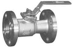Sharpe Valves - 4" Pipe, Standard Port, Carbon Steel Standard Ball Valve - 1 Piece, Inline - One Way Flow, Flanged x Flanged Ends, Locking Lever Handle, 300 WOG, 150 WSP - Apex Tool & Supply