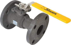 Sharpe Valves - 2" Pipe, Standard Port, Carbon Steel Standard Ball Valve - 1 Piece, Inline - One Way Flow, Flanged x Flanged Ends, Locking Lever Handle, 300 WOG, 150 WSP - Apex Tool & Supply