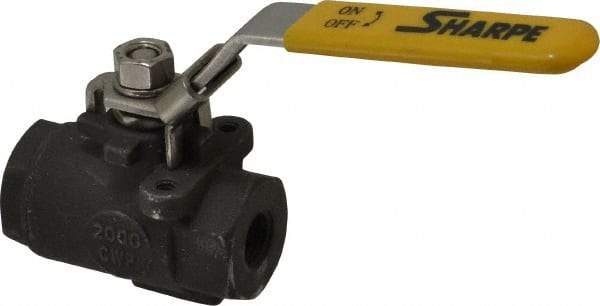 Sharpe Valves - 1/4" Pipe, Standard Port, Carbon Steel Steam Service Ball Valve - 1 Piece, Inline - One Way Flow, FNPT x FNPT Ends, Locking Lever Handle, 2,000 WOG, 250 WSP - Apex Tool & Supply