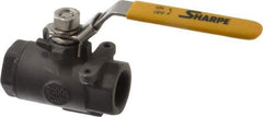 Sharpe Valves - 3/4" Pipe, Standard Port, Carbon Steel Steam Service Ball Valve - 1 Piece, Inline - One Way Flow, FNPT x FNPT Ends, Locking Lever Handle, 2,000 WOG, 250 WSP - Apex Tool & Supply