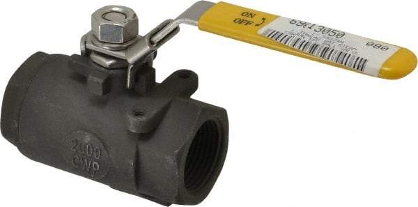 Sharpe Valves - 1" Pipe, Standard Port, Carbon Steel Steam Service Ball Valve - 1 Piece, Inline - One Way Flow, FNPT x FNPT Ends, Locking Lever Handle, 2,000 WOG, 250 WSP - Apex Tool & Supply
