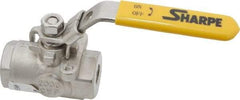 Sharpe Valves - 1/4" Pipe, Standard Port, Stainless Steel Steam Service Ball Valve - 1 Piece, Inline - One Way Flow, FNPT x FNPT Ends, Locking Lever Handle, 2,000 WOG, 250 WSP - Apex Tool & Supply