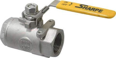 Sharpe Valves - 1" Pipe, Standard Port, Stainless Steel Steam Service Ball Valve - 1 Piece, Inline - One Way Flow, FNPT x FNPT Ends, Locking Lever Handle, 2,000 WOG, 250 WSP - Apex Tool & Supply