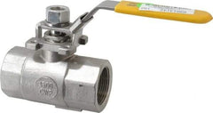 Sharpe Valves - 1-1/4" Pipe, Standard Port, Stainless Steel Steam Service Ball Valve - 1 Piece, Inline - One Way Flow, FNPT x FNPT Ends, Locking Lever Handle, 1,500 WOG, 250 WSP - Apex Tool & Supply