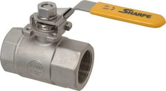 Sharpe Valves - 1-1/2" Pipe, Standard Port, Stainless Steel Steam Service Ball Valve - 1 Piece, Inline - One Way Flow, FNPT x FNPT Ends, Locking Lever Handle, 1,500 WOG, 250 WSP - Apex Tool & Supply