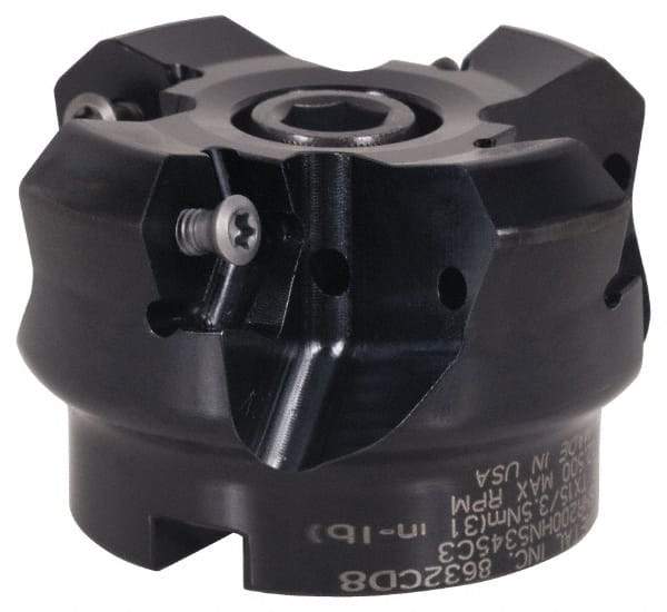 Kennametal - 5" Cut Diam, 1" Arbor Hole, 4.5mm Max Depth of Cut, 45° Indexable Chamfer & Angle Face Mill - 8 Inserts, HNGJ 0905ANENLD Insert, Right Hand Cut, 8 Flutes, Series KSHR - Apex Tool & Supply