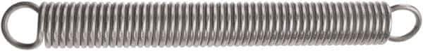 Associated Spring Raymond - 31.75mm OD, 305.24 N Max Load, 368.3mm Max Ext Len, Music Wire Extension Spring - 8.9 Lb/In Rating, 6.18 Lb Init Tension, 190.5mm Free Length - Apex Tool & Supply