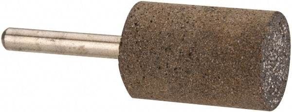 Made in USA - 1" Head Diam x 1-1/2" Thickness, W221, Cylinder End, Aluminum Oxide Mounted Point - Burnt Orange, Very Coarse Grade, 24 Grit, 19,120 RPM - Apex Tool & Supply