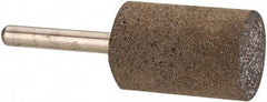 Made in USA - 1" Head Diam x 1-1/2" Thickness, W221, Cylinder End, Aluminum Oxide Mounted Point - Burnt Orange, Very Coarse Grade, 24 Grit, 19,120 RPM - Apex Tool & Supply