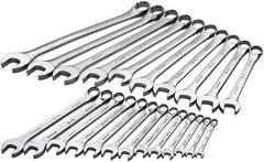 SK - 23 Piece, 8mm to 32mm, 12 Point Combination Wrench Set - Metric Measurement Standard, Chrome Finish, Comes in Rack - Apex Tool & Supply