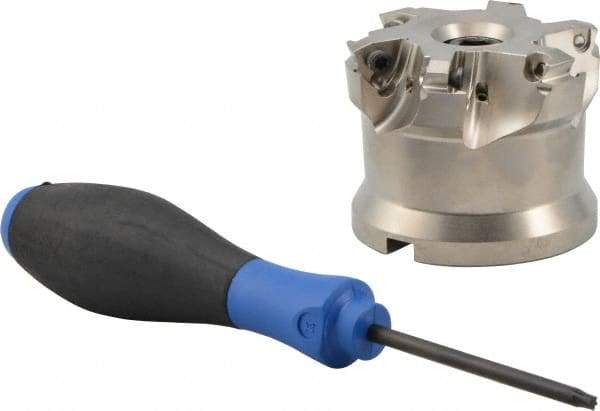 Seco - 6 Inserts, 2-1/2" Cutter Diam, 0.0709" Max Depth of Cut, Indexable High-Feed Face Mill - 3/4" Arbor Hole Diam, 218.19-160.. Inserts - Apex Tool & Supply