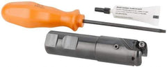Kennametal - 1-1/4" Cutting Diam, 1" Shank Diam, 1-1/4" Max Depth of Cut, Straight Shank Indexable Copy End Mill - 2 Inserts, RN.J 1204M0.. Insert, KDR Toolholder, Through Coolant - Apex Tool & Supply