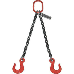 Lift-All - 5' Long x 6" Wide, 26,000 Lb Basket Capacity, Alloy Steel Web Sling - 26,000 Lb Choker Capacity, DOS Chain Sling, 1/2" Diam Chain, Natural, Double Style - Apex Tool & Supply