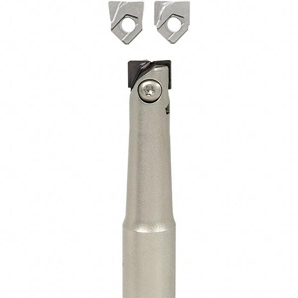 Iscar - 5/8" Cut Diam, 5/8" Shank Diam, 5.1" OAL, Indexable Square Shoulder End Mill - H.. QF Inserts, Cylindrical Shank, Series BallPlus - Apex Tool & Supply