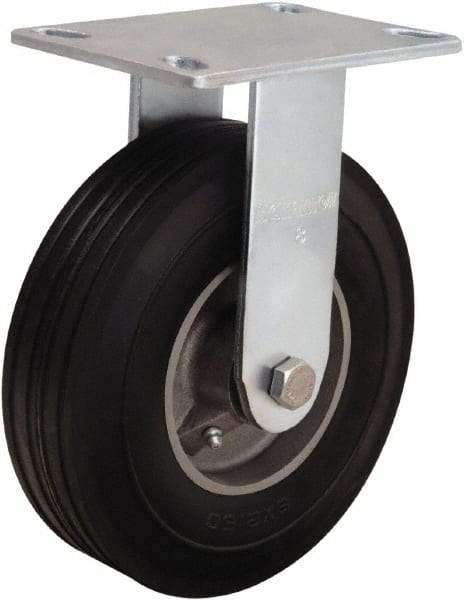 Hamilton - 8" Diam x 2" Wide, Rubber Rigid Caster - 500 Lb Capacity, Top Plate Mount, 4-1/2" x 6-1/4" Plate, Straight Roller Bearing - Apex Tool & Supply