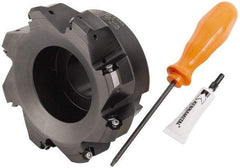 Kennametal - 5" Cut Diam, 1-1/2" Arbor Hole, 4.45mm Max Depth of Cut, 30° Indexable Chamfer & Angle Face Mill - 8 Inserts, HNGJ 0604... Insert, Right Hand Cut, 8 Flutes, Through Coolant, Series Dodeka Mini HD - Apex Tool & Supply