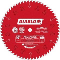 Freud - 10" Diam, 5/8" Arbor Hole Diam, 60 Tooth Wet & Dry Cut Saw Blade - Carbide-Tipped, Standard Round Arbor - Apex Tool & Supply