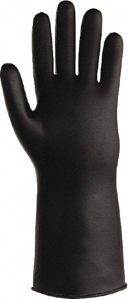 SHOWA - Size S (7), 14" Long, 25 mil Thick, Butyl Chemical Resistant Gloves - Textured Finish, Rolled Cuff, ANSI Abrasion Level 0, ANSI Cut Level 0, ANSI Puncture Level 0, Black - Apex Tool & Supply