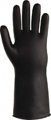 SHOWA - Size S (7), 14" Long, 25 mil Thick, Butyl Chemical Resistant Gloves - Textured Finish, Rolled Cuff, ANSI Abrasion Level 0, ANSI Cut Level 0, ANSI Puncture Level 0, Black - Apex Tool & Supply