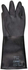 SHOWA - Size L (9), 14" Long, 25 mil Thick, Butyl Chemical Resistant Gloves - Textured Finish, Rolled Cuff, ANSI Abrasion Level 0, ANSI Cut Level 0, ANSI Puncture Level 0, Black - Apex Tool & Supply