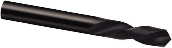 Guhring - #26 118° Spiral Flute High Speed Steel Screw Machine Drill Bit - Bright Finish, Left Hand Cut, 20mm Flute Length, 52mm OAL, Cone Relief Point, Straight Shank - Apex Tool & Supply