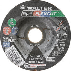 WALTER Surface Technologies - 4-1/2" Diam x 7/8" Hole, 36 Grit Surface Grinding Wheel - Apex Tool & Supply