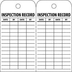 NMC - 3" High x 6" Long, INSPECTION RECORD, English Safety & Facility Inspection Tag - Tag Header: Notice, 2 Sides, White Poly - Apex Tool & Supply