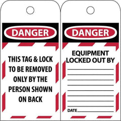 NMC - 3" High x 6" Long, DANGER \x96 DO NOT OPERATE, English Safety & Facility Lockout Tag - Tag Header: Danger, 2 Sides, Black & Red Poly - Apex Tool & Supply