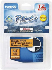 Brother - 3/4" Wide x 196.8" Long, Fluorescent Orange Plastic/Paper Tape Cassette - For Label Maker - Apex Tool & Supply