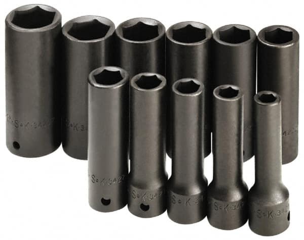 SK - 10 Piece 1/2" & 3/4" Drive Deep Well Impact Socket Set - Apex Tool & Supply