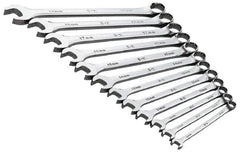 SK - 13 Piece, 8 to 19mm, 12 Point, Combination Wrench Set - Metric System of Measurement, Chrome Finish, Comes in Roll - Apex Tool & Supply