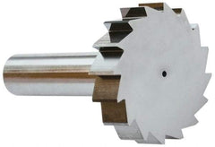 Made in USA - 1-1/2" Diam x 3/8" Face Width, Solid Carbide, 16 Teeth, Shank Connection Woodruff Keyseat Cutter - Uncoated, 2-3/8" OAL x 1/2" Shank, Straight Teeth, ANSI 1212, Old Standard G - Apex Tool & Supply