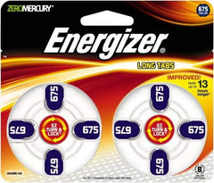 Energizer - Size 675, Zinc Air, 1 Pack, Hearing Aid Battery - 1.4 Volts, Button Tab Terminal, PR44 - Apex Tool & Supply