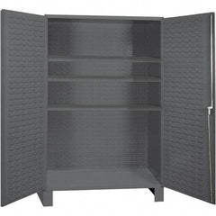 Durham - 3 Shelf Locking Storage Cabinet - Steel, 60" Wide x 24" Deep x 84" High, Gray - Apex Tool & Supply