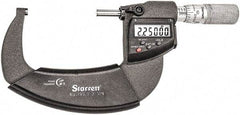 Starrett - 2 to 3" Range, Standard Throat IP67 Electronic Outside Micrometer - Friction Thimble, Carbide Face, CR2032 Battery - Apex Tool & Supply