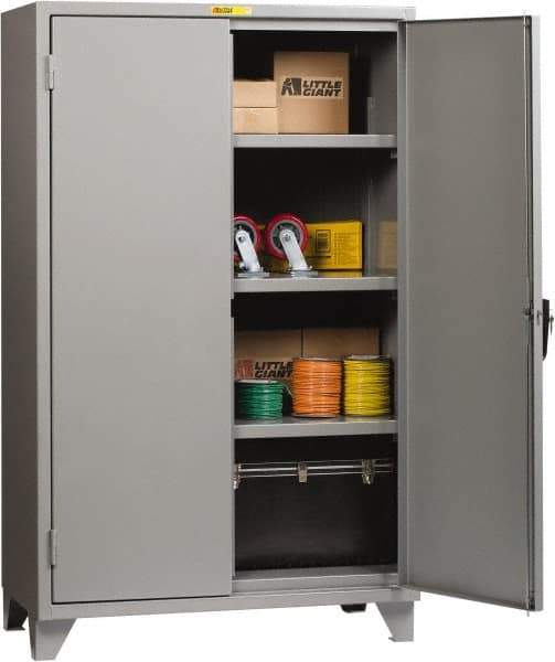 Little Giant - 3 Shelf Locking Storage Cabinet - Steel, 48" Wide x 30" Deep x 78" High, Gray - Apex Tool & Supply